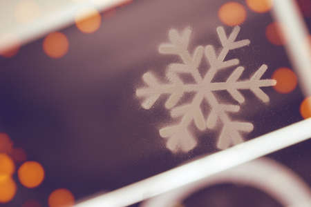 gloss glitter decoration of snowflake spray paint on window home for  merry christmas in holiday...