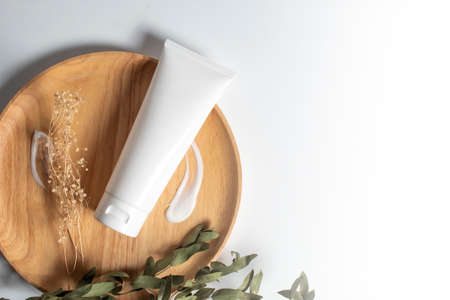beauty spa medical skincare and cosmetic lotion cream oil bottle packaging on white decor...