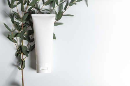 beauty spa medical skincare and cosmetic lotion cream oil bottle packaging on white decor...