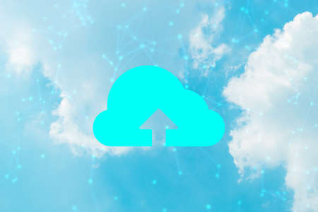 ai cloud storage server online of social network, sky backround nature, technology data deep learning, system of wifi security privacy internet, signal of satelliteの写真素材