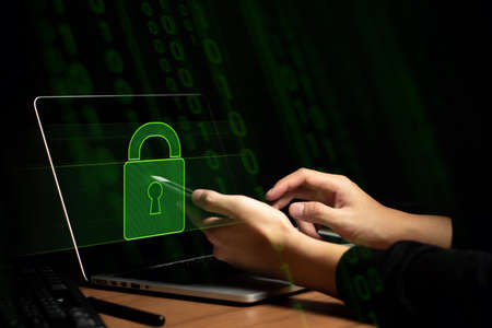 businessman trading with social network technology computer laptop with lifestyle office concept, data deep learning ai robotic, system and  financial money risk conceptの写真素材