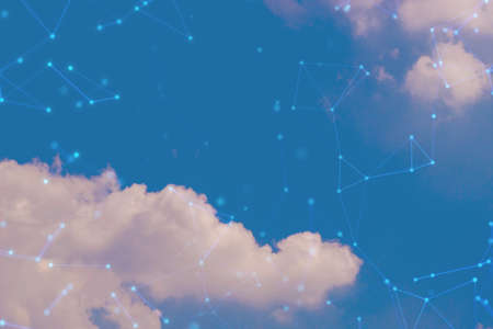 cloud storage with sky nature background in business with technology network server online digital data ai conceptの写真素材