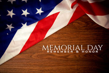 america flag memorial day with wooden