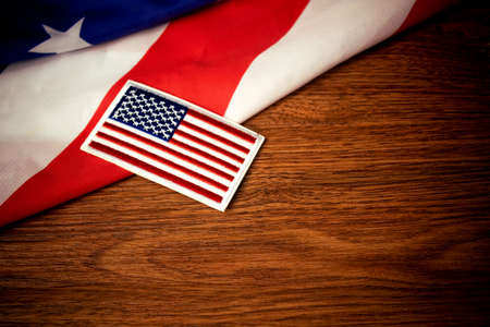 america flag memorial day with woodenの写真素材