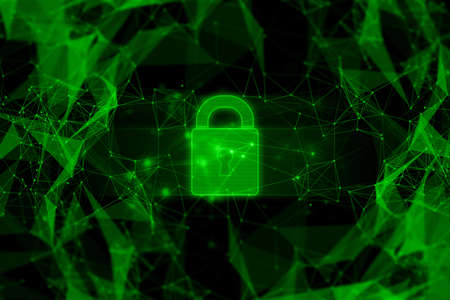 lock safety security privacy icon with network social online internet, background 3d illustration rendering, safe data server from hacker, artificial intelligence robotic systemの写真素材