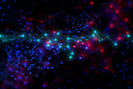 network social online, background 3d illustration rendering, machine deep learning, data cloud storage digital, science neuron, plexus cell brain, futuristic connecting, technology systemの写真素材