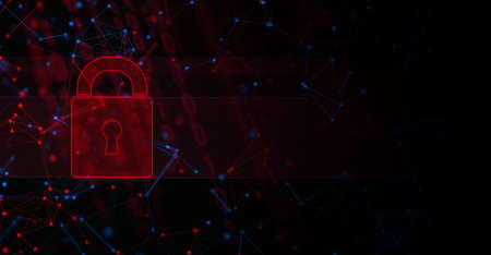 lock safety security privacy icon with network social online internet, background 3d illustration rendering, safe data server from hacker, artificial intelligence robotic systemの写真素材