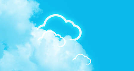 cloud storage on sky background by digital ai data web online technology social network business concept, system connection to working, internet of thingsの写真素材