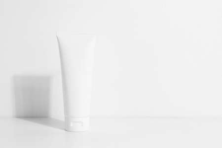cosmetic mockup cream lotion bottle pakage on white background, beauty skincare sunscreen protection