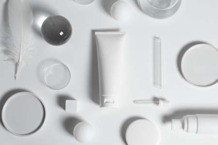 beauty treatment medical skincare and cosmetic lotion cream serum oil mockup bottle packaging...