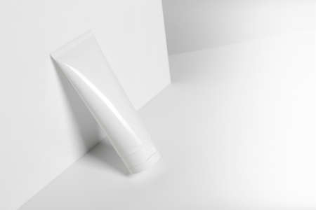 beauty treatment medical skincare and cosmetic lotion cream serum oil mockup bottle packaging product on white decor background, healthcare and medicine conceptの写真素材