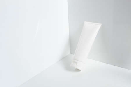 beauty treatment medical skincare and cosmetic lotion cream serum oil mockup bottle packaging product on white decor background, healthcare and medicine conceptの写真素材