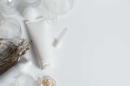 beauty treatment medical skincare and cosmetic lotion cream serum oil mockup bottle packaging...