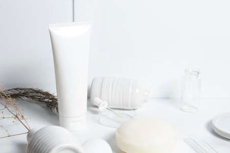 beauty treatment medical skincare and cosmetic lotion cream serum oil mockup bottle packaging...
