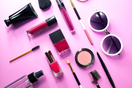 pink beautiful makeup cosmetic luxury and backgroundの写真素材