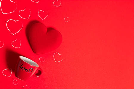 happiness with love red heart decoration celebration in holiday season greeting of valentine's day backgroundの写真素材