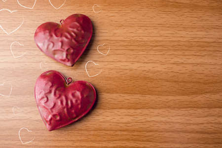 happiness with love red heart decoration celebration in holiday season greeting of valentine's day backgroundの写真素材