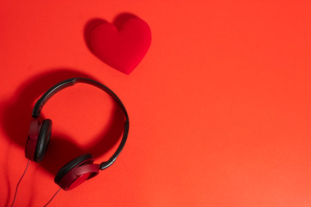 happiness family with love red heart in holiday season greeting of valentine's day background, gift for wedding lover conceptの写真素材