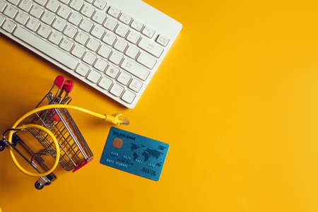 shopping online internet electronic payment with premium credit card of digital banking investment financial and money business conceptの写真素材