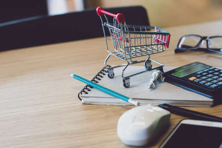 business shopping online internet electronic payment device with digital banking investment financial and money business conceptの写真素材