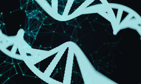 healthy medical research concept, science laboratory human genes genome of  dna blood double helix molecule structure, deoxyribonucleic acid, 3d rendering illustrationの写真素材