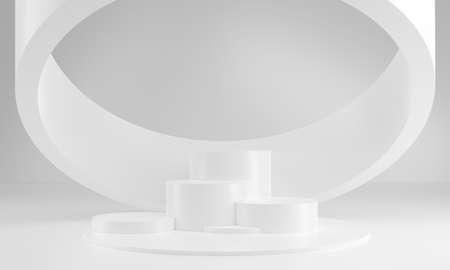 3d rendering illustration of background abstract pedestal board, art display mockup product decoration stand wallpaperの写真素材