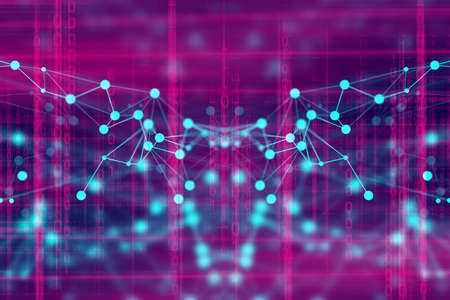 ai technology, robotic system, molecule of chemical, atom cell plexus and science, abstract...