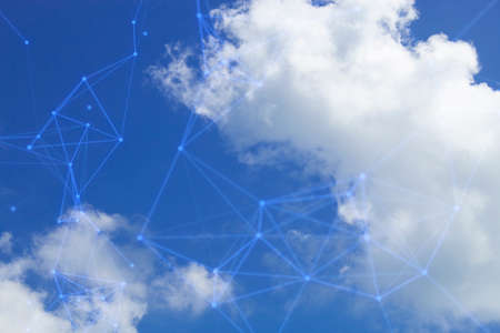 cloud storage on sky background by digital ai data web online technology social network business...