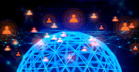 network social online, background 3d illustration rendering, machine deep learning, data cloud...