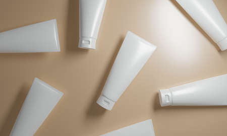 beauty medical skincare cosmetic lotion cream mockup bottle packaging product on background of...
