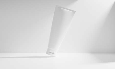 beauty treatment medical skincare cosmetic lotion cream serum mockup bottle packaging product on background in healthcare pharmaceutical medicine, 3d illustration renderingの写真素材