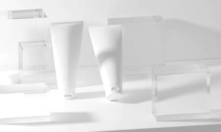 beauty treatment medical skincare cosmetic lotion cream mockup packaging, 3d illustration rendering