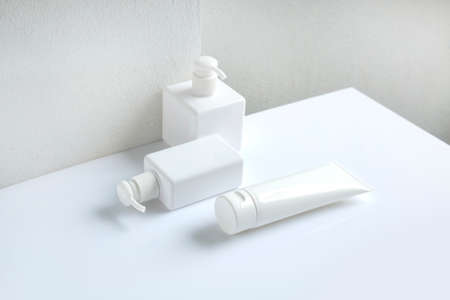 beauty treatment medical skincare and cosmetic lotion cream serum oil mockup bottle packaging...