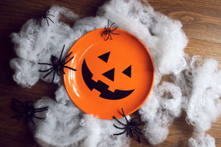 horror spooky funny ghost in halloween on holiday season greeting night celebration party with toy...