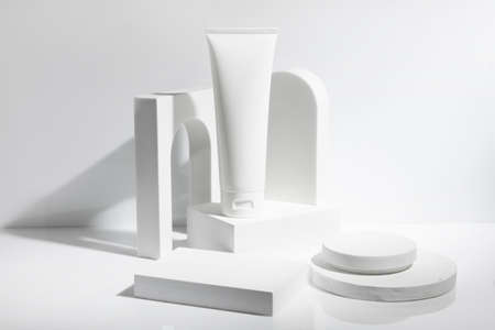 beauty fashion cosmetic makeup bottle lotion cream product with skincare healthcare concept on backgroundの写真素材