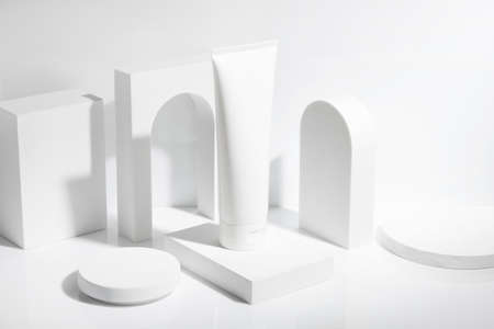 beauty fashion cosmetic makeup bottle lotion cream product with skincare healthcare concept on backgroundの写真素材