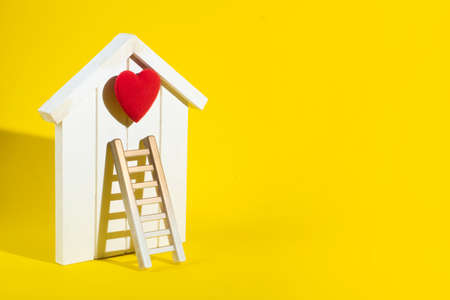 happiness family with love red heart decoration in festive holiday season greeting of valentine's day gift wedding backgroundの写真素材