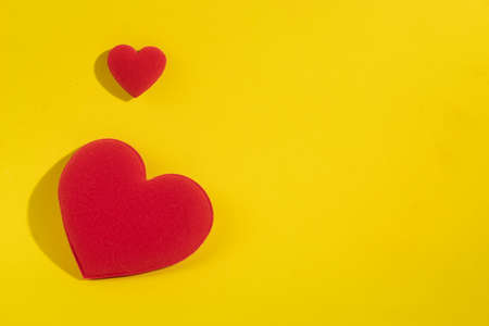 happiness family with love red heart decoration in festive holiday season greeting of valentine's day gift wedding backgroundの写真素材