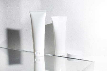 beauty fashion cosmetic makeup bottle lotion cream product with skincare healthcare concept on backgroundの写真素材