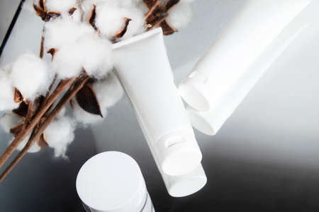 beauty fashion cosmetic makeup bottle lotion cream product with skincare healthcare concept on backgroundの写真素材