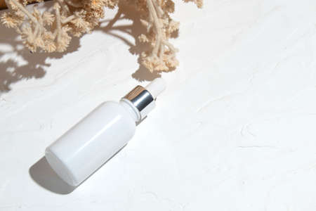 mockup of beauty fashion cosmetic makeup bottle lotion product with skincare healthcare concept on...