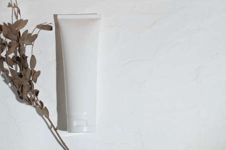 mockup of beauty fashion cosmetic makeup bottle lotion product with skincare healthcare concept on backgroundの写真素材