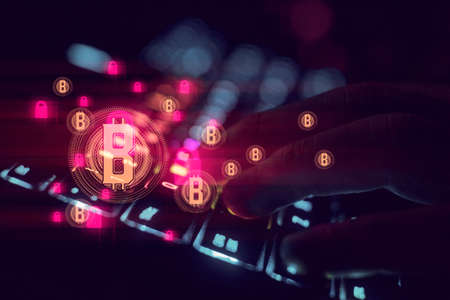 cryptocurrency graph technology and business financial with bitcoin, etherium money trading