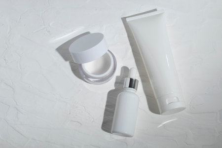 mockup of beauty fashion cosmetic makeup bottle lotion product with skincare healthcare concept on...