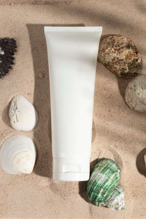 mockup of beauty fashion cosmetic makeup bottle lotion product with skincare healthcare concept on...