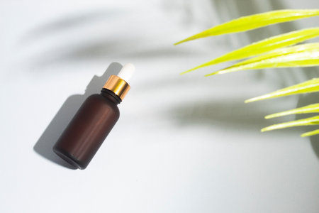 science experiment mockup of beauty fashion cosmetic makeup bottle lotion product with skincare healthcare concept on backgroundの写真素材