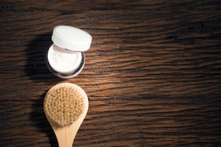 mockup of beauty fashion cosmetic oriental traditional makeup bottle lotion product with skincare healthcare concept on wood backgroundの写真素材