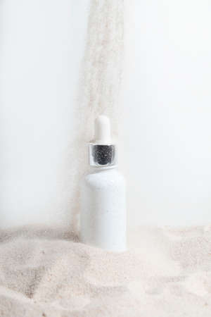 mockup of beauty fashion cosmetic makeup bottle lotion product with skincare healthcare concept on backgroundの写真素材