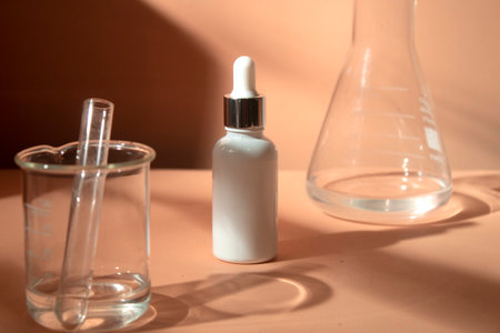mockup of beauty fashion cosmetic makeup bottle perfume product with skincare healthcare concept on backgroundの写真素材