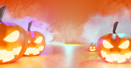 horror spooky funny ghost in happy halloween on holiday season greeting night celebration party, 3d rendering illustrationの写真素材